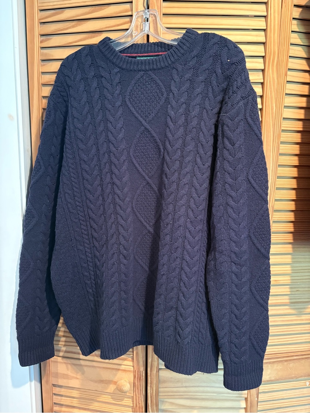 Vintage Wool Orvis Navy Cable Knit Crewneck Sweater Grandpacore Cottagecore